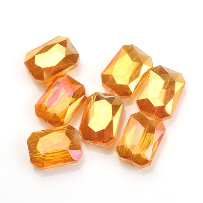 Electroplated Faceted Rectangle Glass Beads 13x18mm Iridescent 10pcs 11