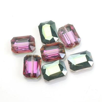 Electroplated Faceted Rectangle Glass Beads 13x18mm Iridescent 10pcs 8
