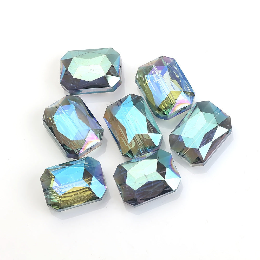 Electroplated Faceted Rectangle Glass Beads 13x18mm Iridescent 10pcs 6