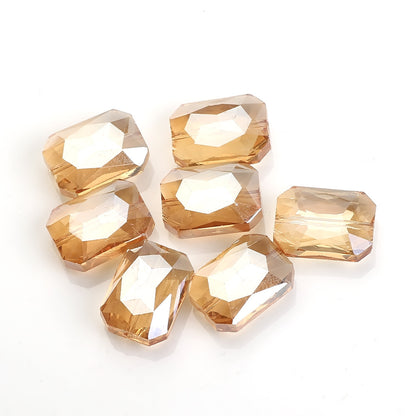 Electroplated Faceted Rectangle Glass Beads 13x18mm Iridescent 10pcs 12