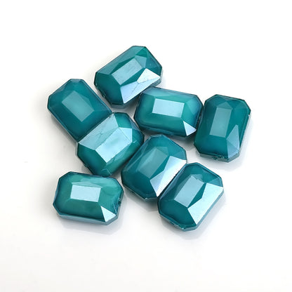 Electroplated Faceted Rectangle Glass Beads 13x18mm Iridescent 10pcs 9