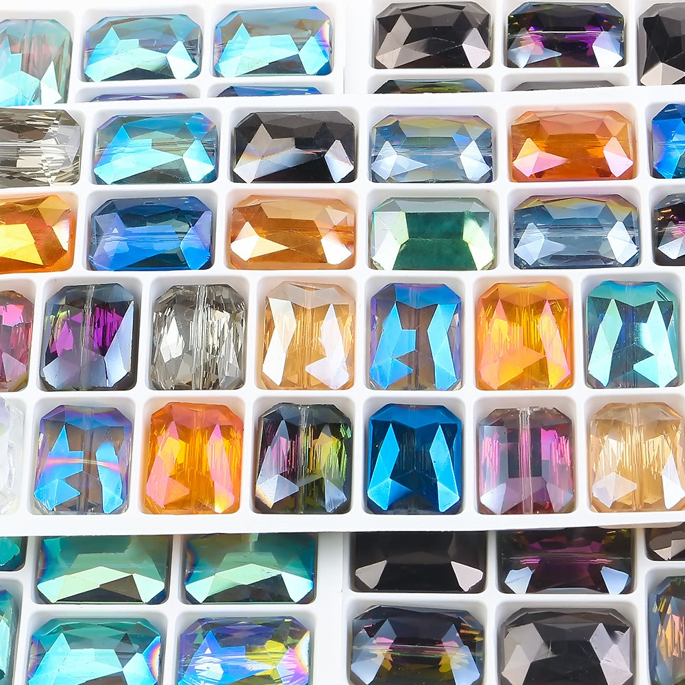Electroplated Faceted Rectangle Glass Beads 13x18mm Iridescent 10pcs 2