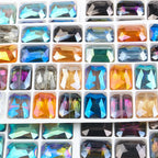 Electroplated Faceted Rectangle Glass Beads 13x18mm Iridescent 10pcs 2