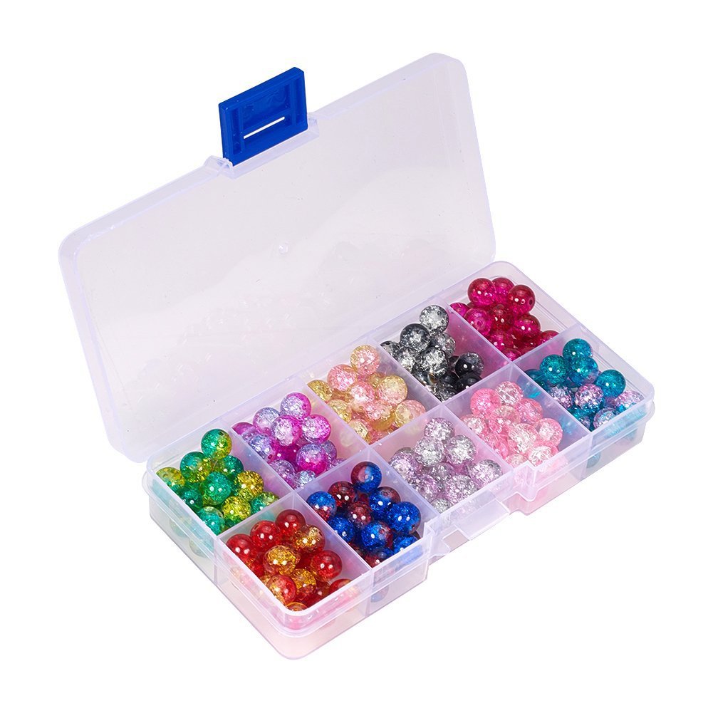 Electroplated Cracked Round Glass Beads 4-10mm Multicolor Burst 3