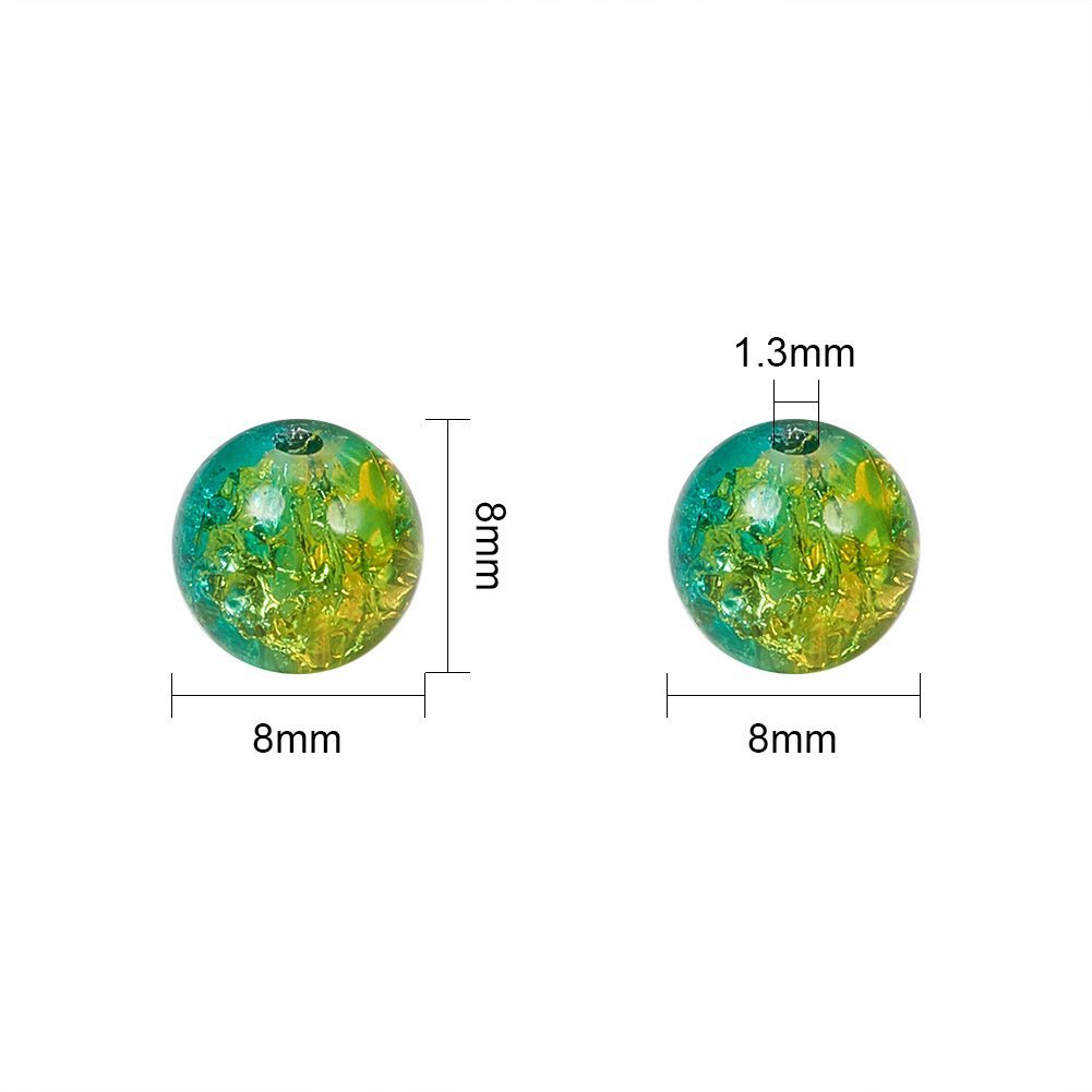 Electroplated Cracked Round Glass Beads 4-10mm Multicolor Burst 5