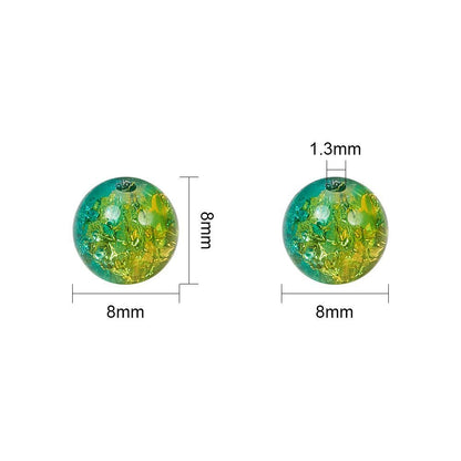 Electroplated Cracked Round Glass Beads 4-10mm Multicolor Burst 5