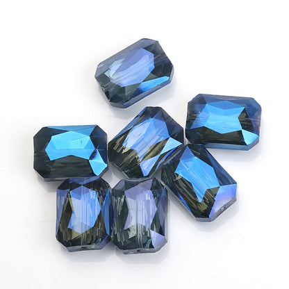 Electroplated Faceted Rectangle Glass Beads 13x18mm Iridescent 10pcs 13