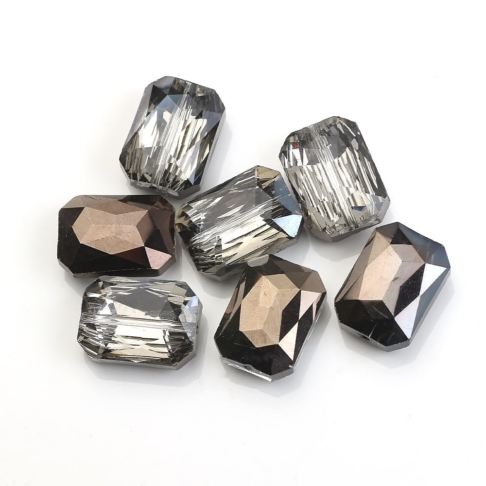 Electroplated Faceted Rectangle Glass Beads 13x18mm Iridescent 10pcs 19