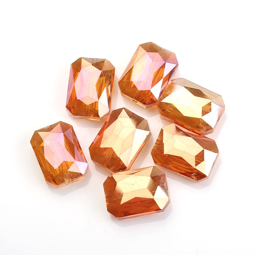 Electroplated Faceted Rectangle Glass Beads 13x18mm Iridescent 10pcs 14