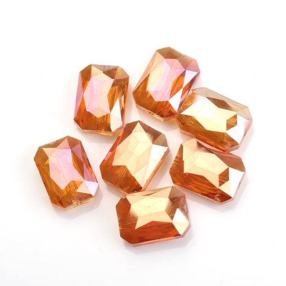 Electroplated Faceted Rectangle Glass Beads 13x18mm Iridescent 10pcs 14