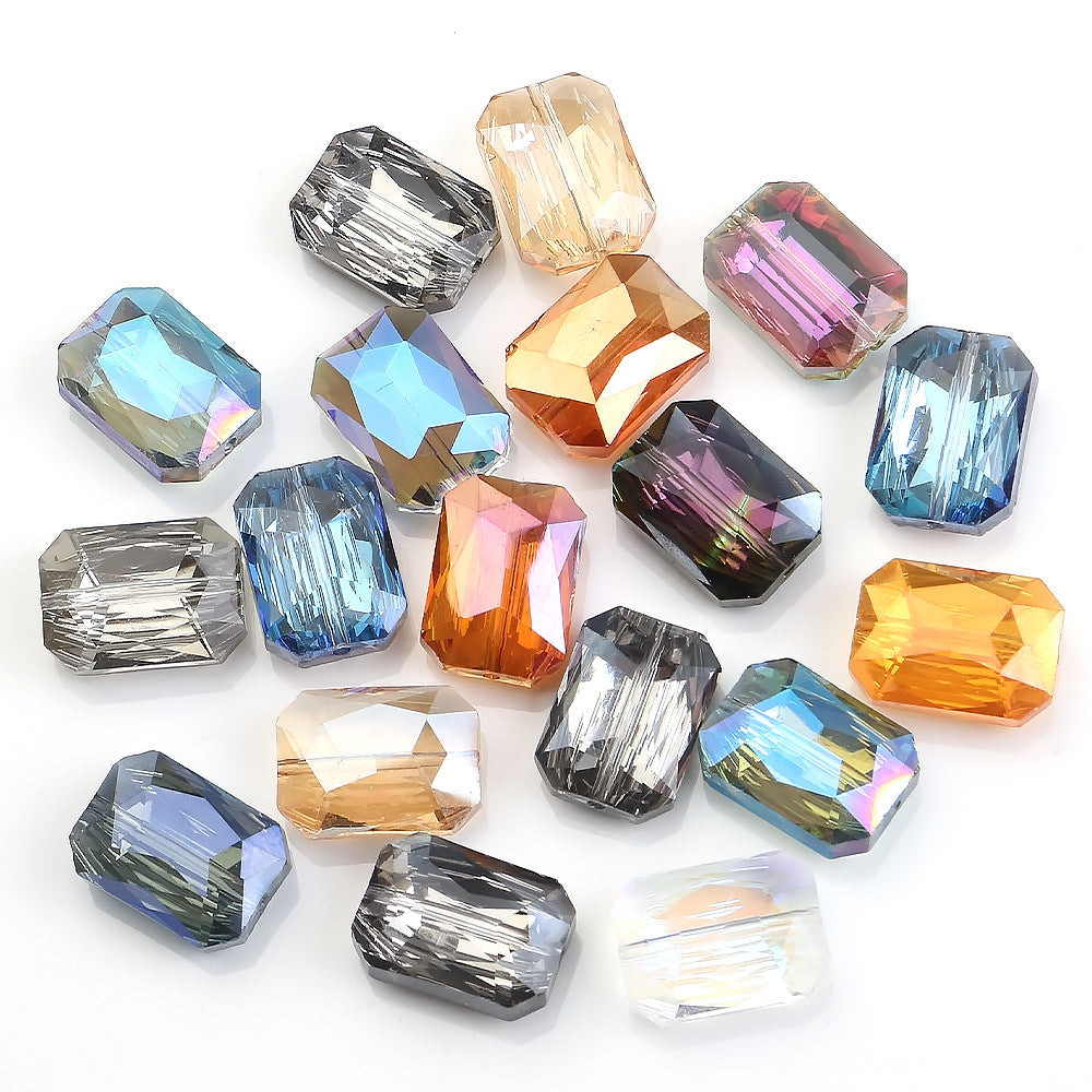 Electroplated Faceted Rectangle Glass Beads 13x18mm Iridescent 10pcs 3