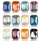 Electroplated Faceted Rectangle Glass Beads 13x18mm Iridescent 10pcs