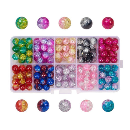 Electroplated Cracked Round Glass Beads 4-10mm Multicolor Burst