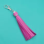 PU Leather Tassel Keychain 9cm Strips Silver Lobster Clasp 31