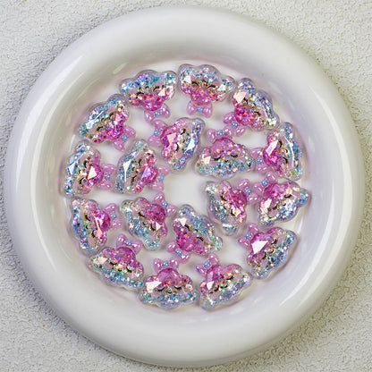 Glitter Bow Cloud Resin Beads 25mm Pastel Sparkle 10pcs 8