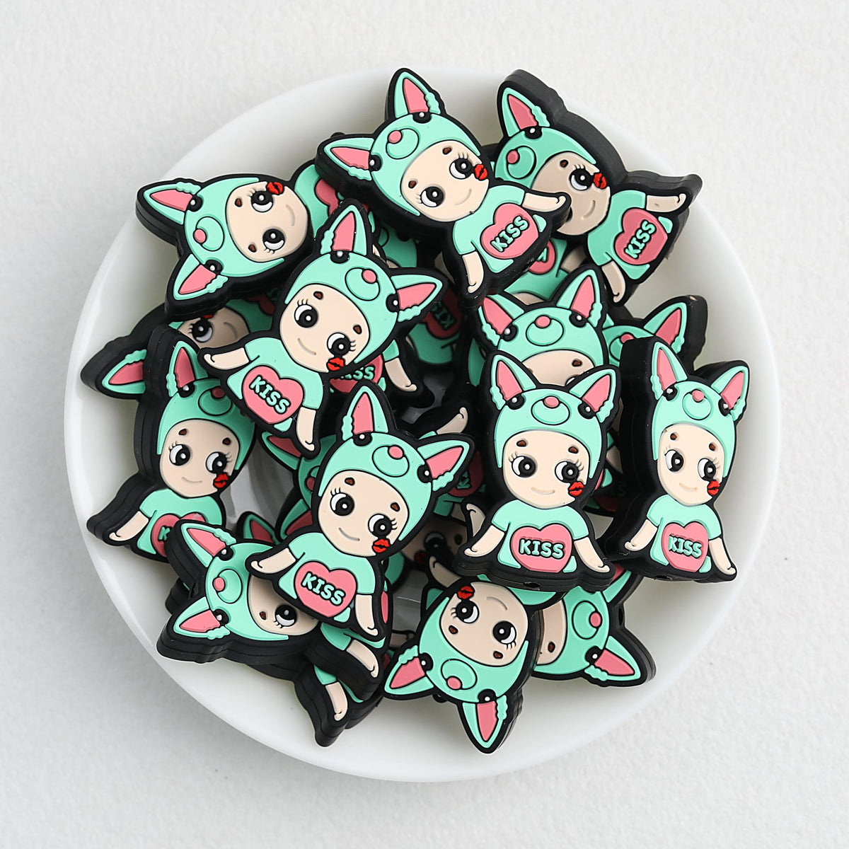 Colorful Animal Character Silicone Focal Beads 20pcs