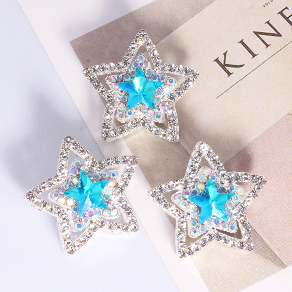 Alloy Double-Sided Five Point Star Beads with Rhinestones 2pcs 9