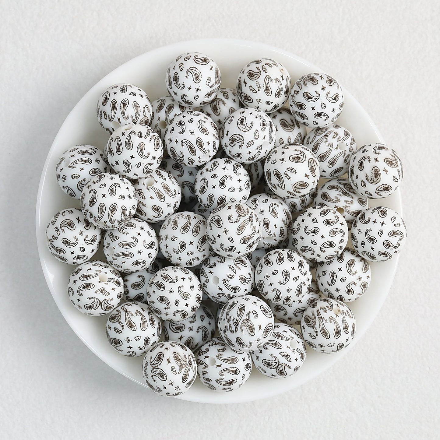15mm Paisley Pattern Priented Silicone Round Beads 50pcs - Color 7