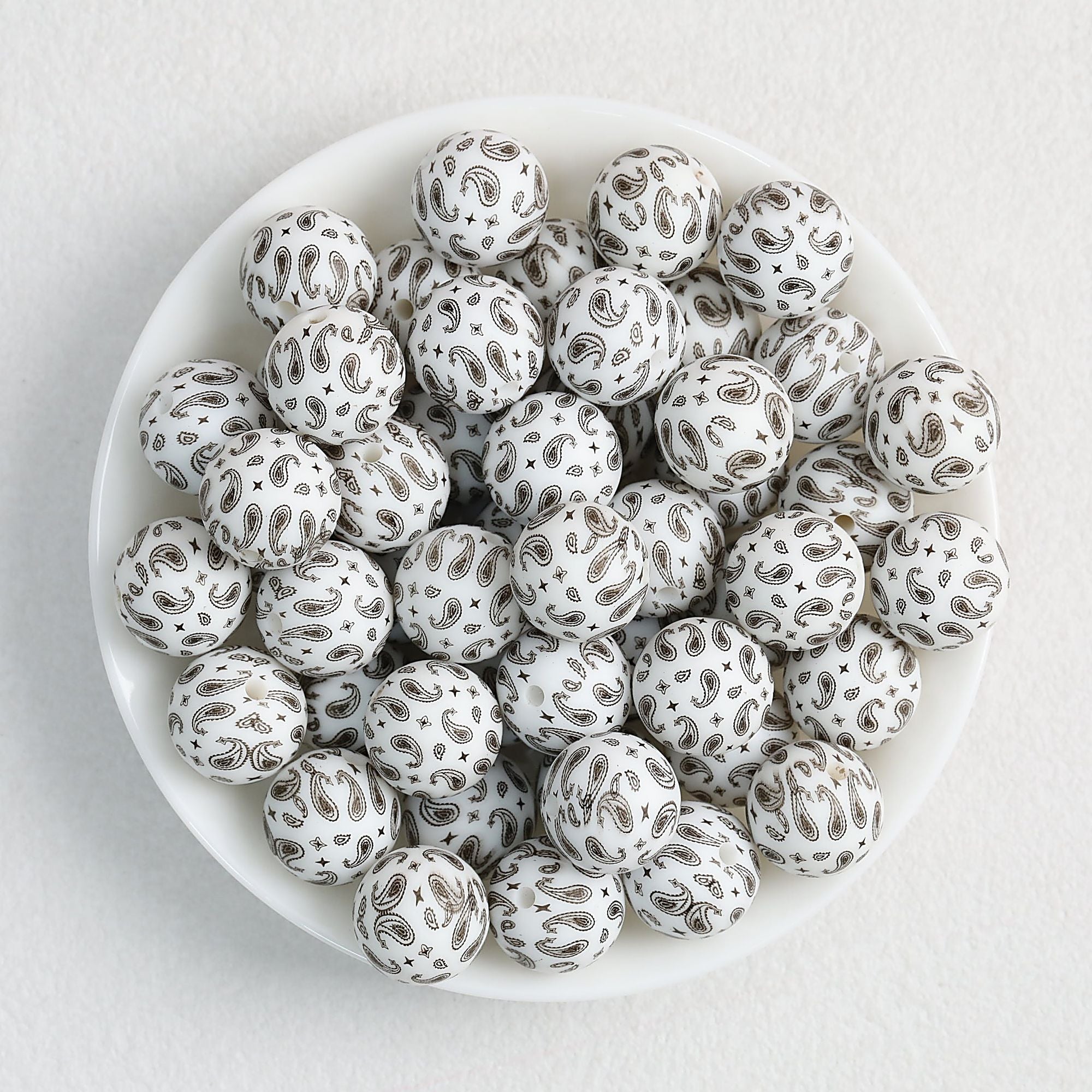 15mm Paisley Pattern Priented Silicone Round Beads 50pcs - Color 7