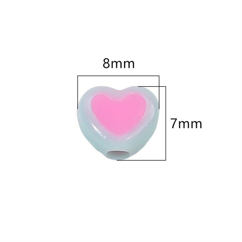 Colorful Heart Acrylic Beads 8x7mm Pastel Mixed 60pcs 2