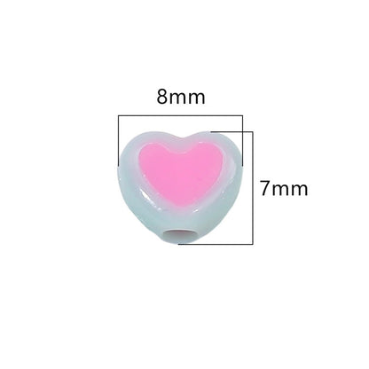 Colorful Heart Acrylic Beads 8x7mm Pastel Mixed 60pcs 2