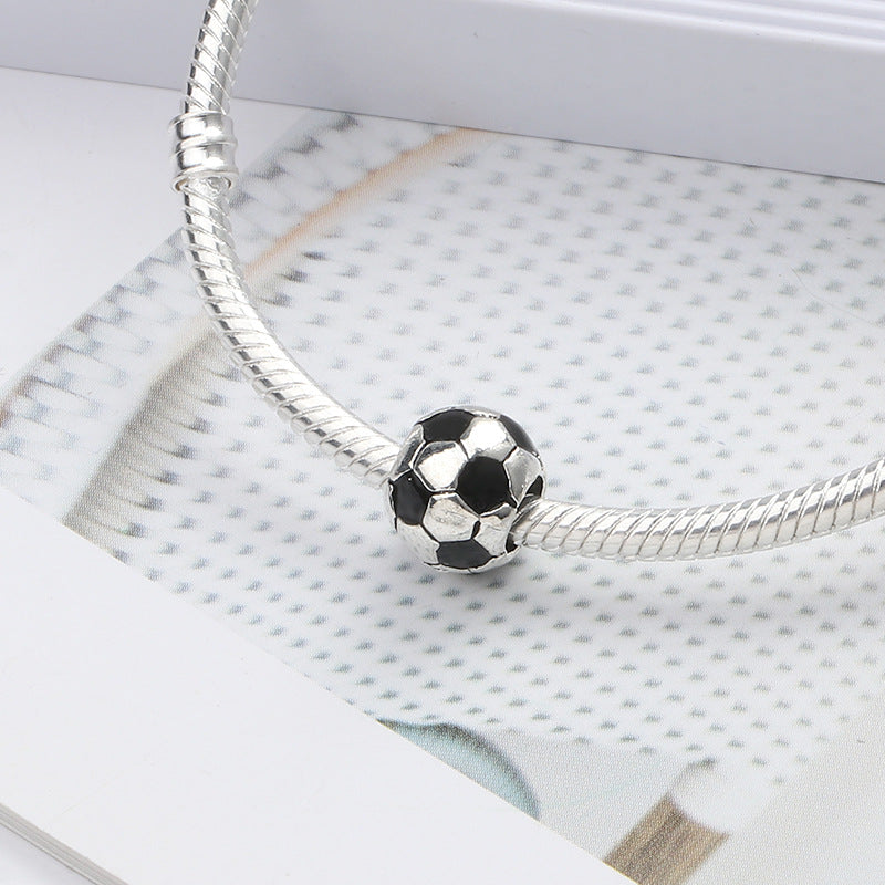 Football Enamel Metal Beads 10mm Glossy Alloy 10pcs 2