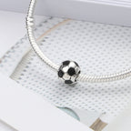 Football Enamel Metal Beads 10mm Glossy Alloy 10pcs 2