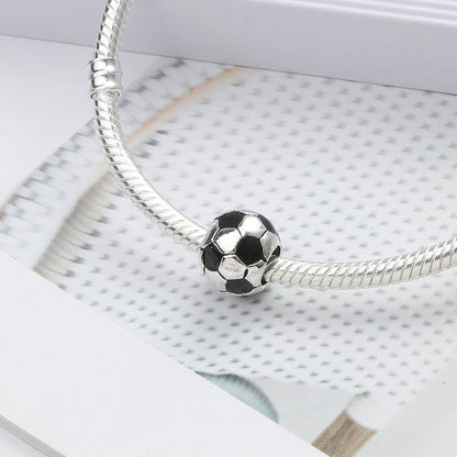 Football Enamel Metal Beads 10mm Glossy Alloy 10pcs 2
