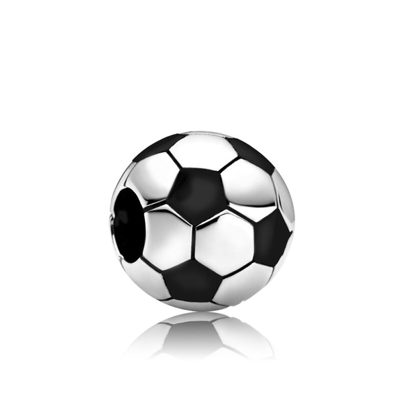 Football Enamel Metal Beads 10mm Glossy Alloy 10pcs