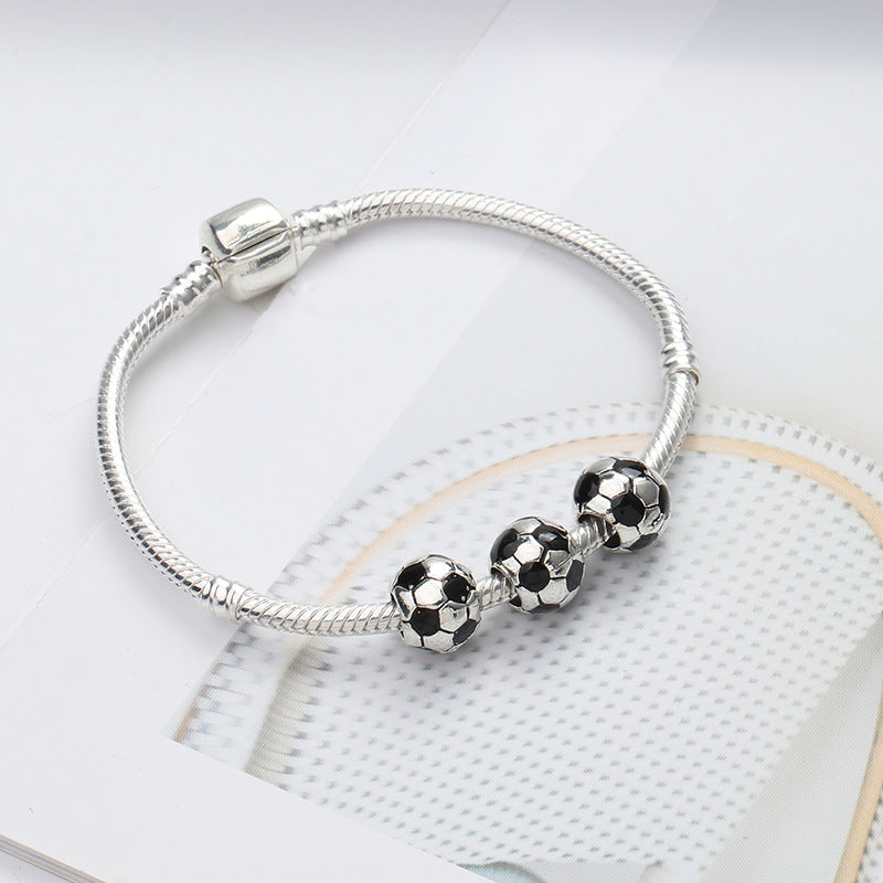 Football Enamel Metal Beads 10mm Glossy Alloy 10pcs 4