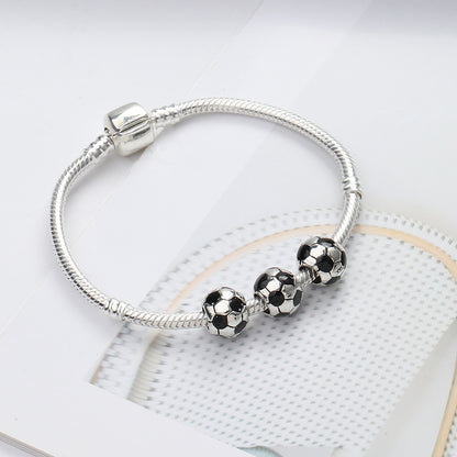 Football Enamel Metal Beads 10mm Glossy Alloy 10pcs 4