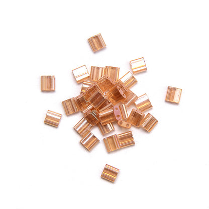 Electroplated Transparent Seed Glass Beads Rice Brick Style 200pcs 25
