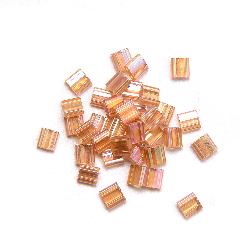 Electroplated Transparent Seed Glass Beads Rice Brick Style 200pcs 27
