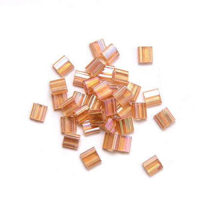 Electroplated Transparent Seed Glass Beads Rice Brick Style 200pcs 27