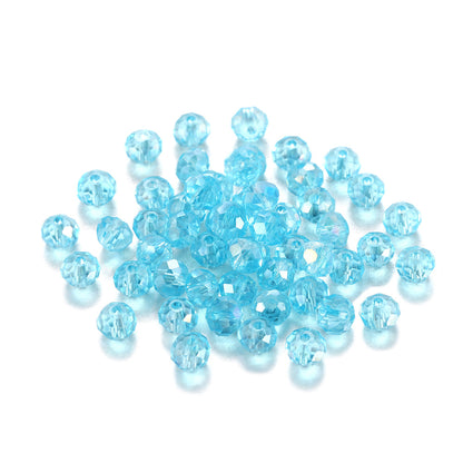 Faceted Glass Beads 8mm Transparent Multicolor 70pcs 28
