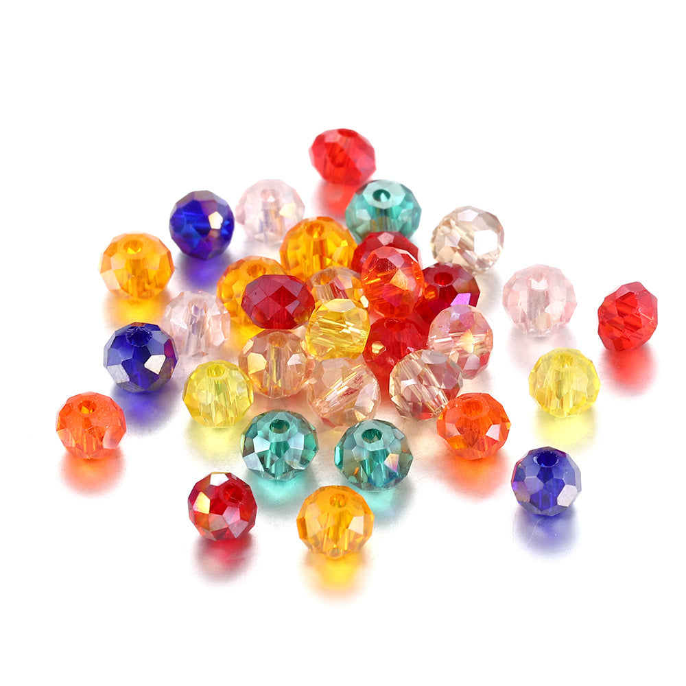 Faceted Glass Beads 8mm Transparent Multicolor 70pcs