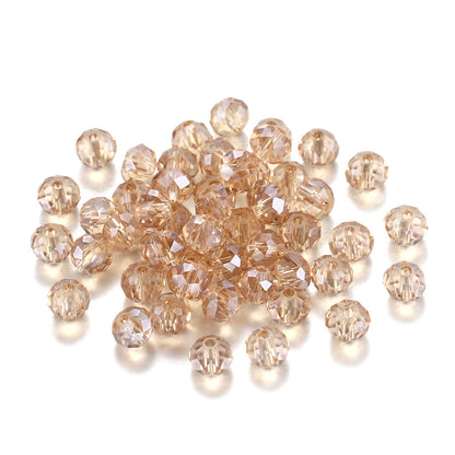 Faceted Glass Beads 8mm Transparent Multicolor 70pcs 25