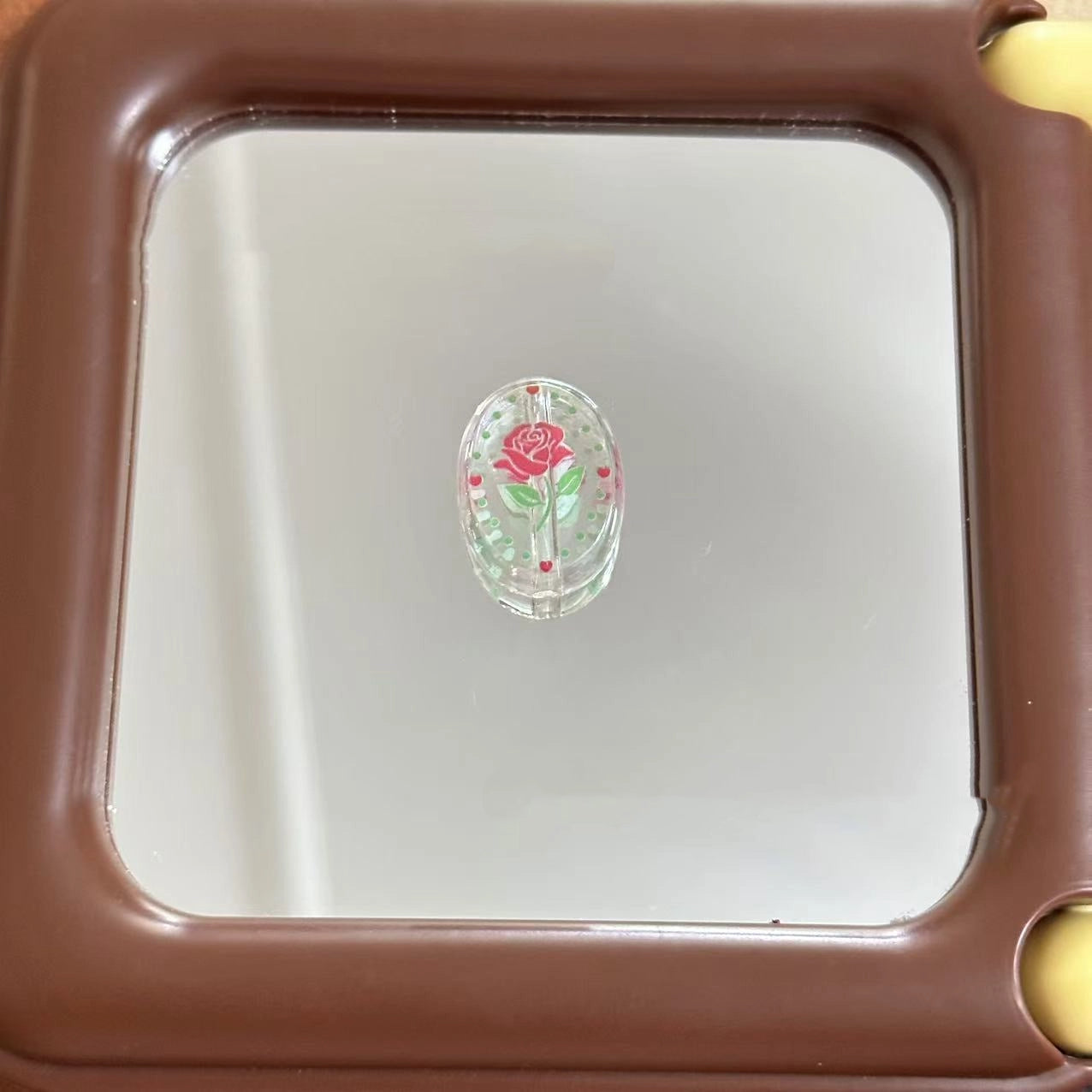 Transparent Oval Acrylic Beads 21mm Rose Pattern 10pcs 2