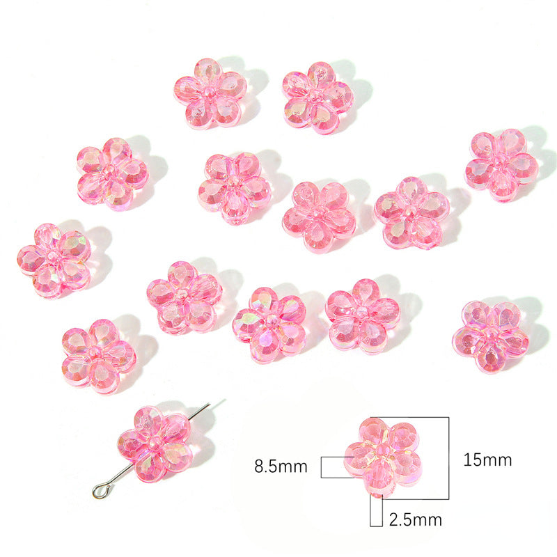 Transparent Flower Acrylic Beads 15x18mm Iridescent Pastel 40pcs 8