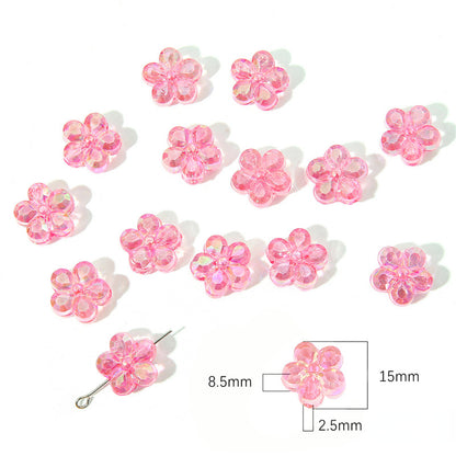 Transparent Flower Acrylic Beads 15x18mm Iridescent Pastel 40pcs 8
