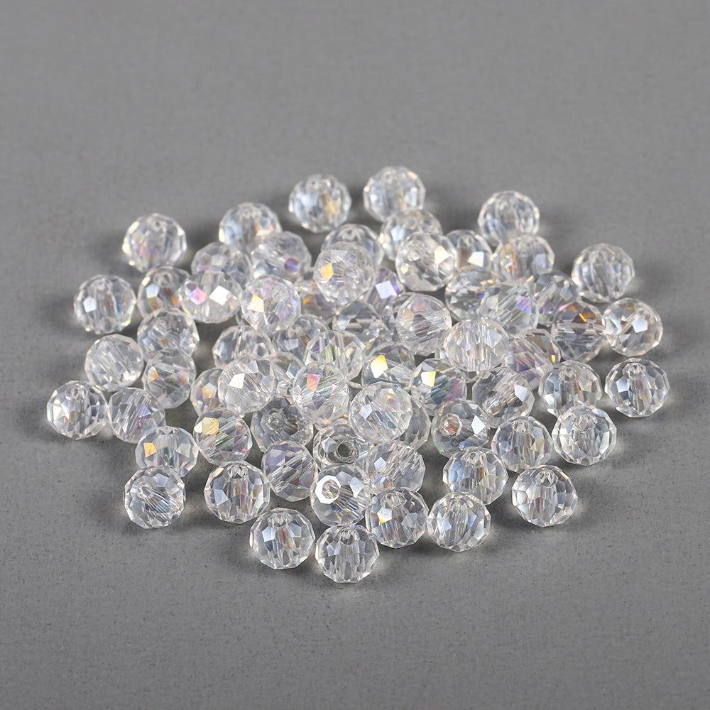 Faceted Glass Beads 8mm Transparent Multicolor 70pcs 26