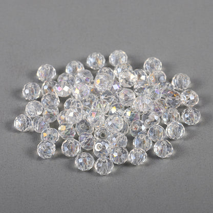 Faceted Glass Beads 8mm Transparent Multicolor 70pcs 26