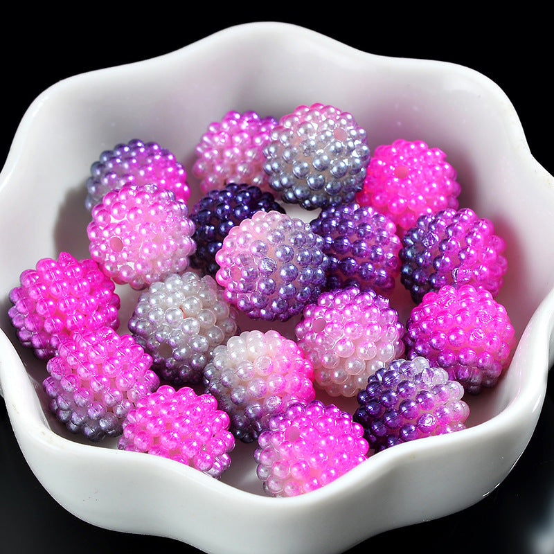 Two-Color Gradient Waxberry Acrylic Beads 12mm Imitation Pearl ABS Plastic 80pcs 12