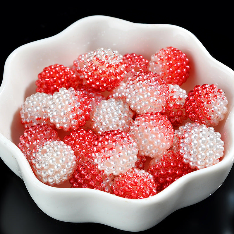 Two-Color Gradient Waxberry Acrylic Beads 12mm Imitation Pearl ABS Plastic 80pcs 6