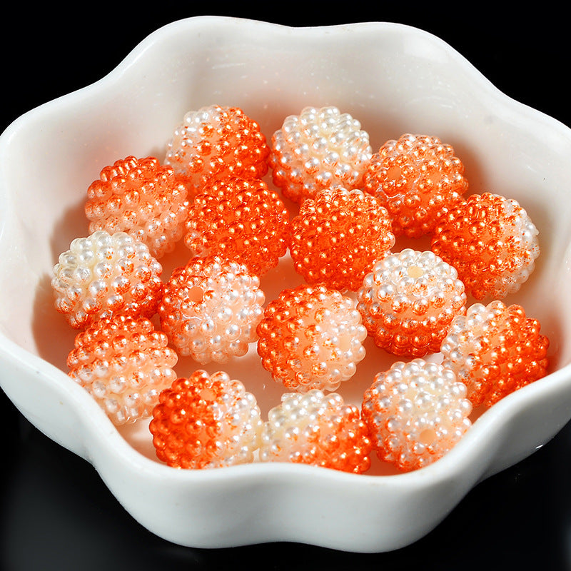 Two-Color Gradient Waxberry Acrylic Beads 12mm Imitation Pearl ABS Plastic 80pcs 7