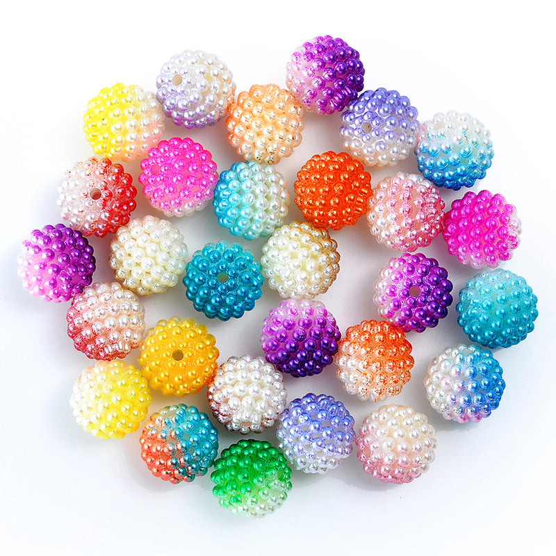 Two-Color Gradient Waxberry Acrylic Beads 12mm Imitation Pearl ABS Plastic 80pcs 2