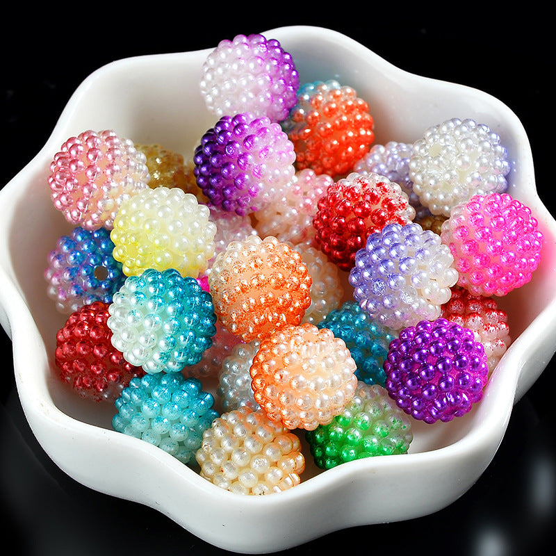 Two-Color Gradient Waxberry Acrylic Beads 12mm Imitation Pearl ABS Plastic 80pcs 21