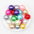 Faux Pearl Acrylic Bubblegum Beads Colorful Round Faceted 20mm 60pcs