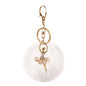 Pom Pom Keychain Alloy Ballet Girl Gold Tone with Rhinestones 13