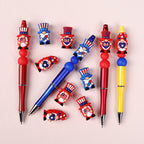 Silicone 3D Focal Beads Independence Day Dwarf USA Text Stars 20pcs 8